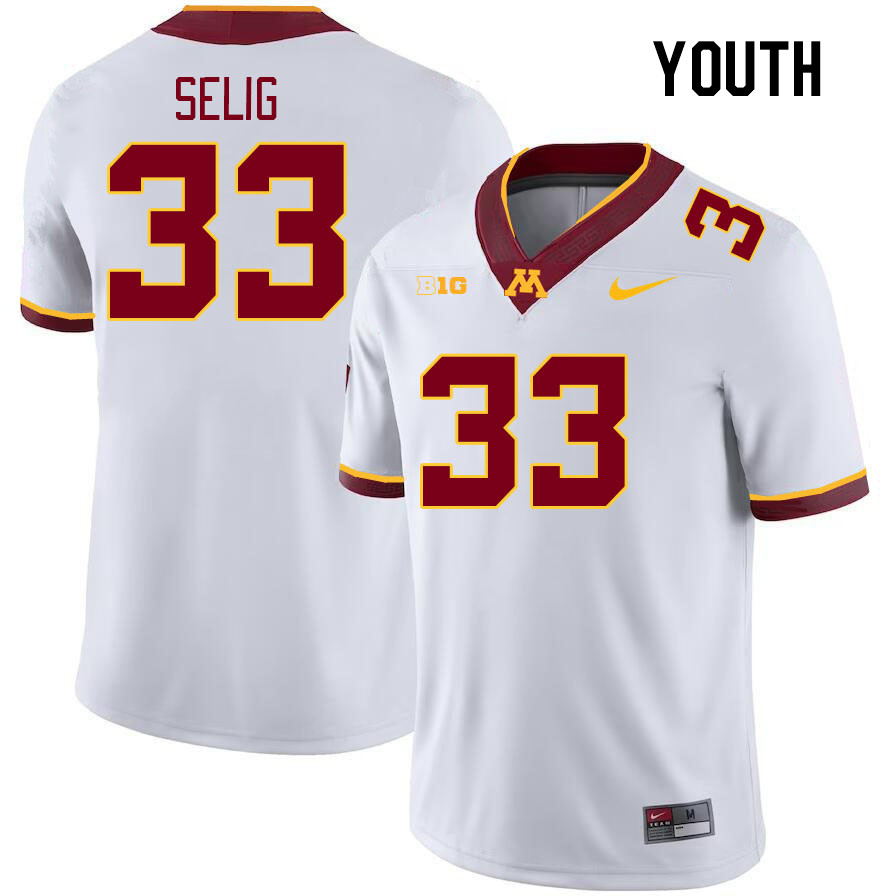 Youth #33 Ryan Selig Minnesota Golden Gophers College Football Jerseys Stitched-White